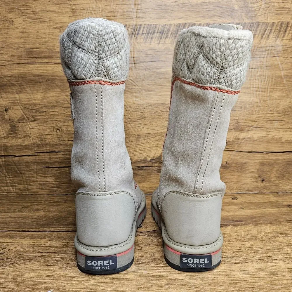 SOREL The Campus Beige Tall Slip on Winter Boots sz 2